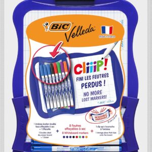 ARDOISE BIC VELLEDA CLIP + 8 FEUTRES