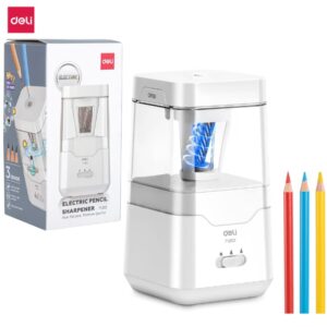 Deli E71202 Taille-crayon électrique Papeterie pour élèves du primaire Taille-crayon automatique durable et portable