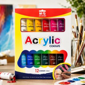 M&G Acrylic Paint Set 12 Colours 30ml Tubes
