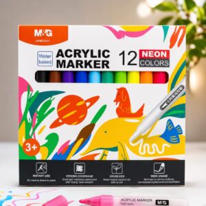Marker M&G Acrylic 12/Pack Neon