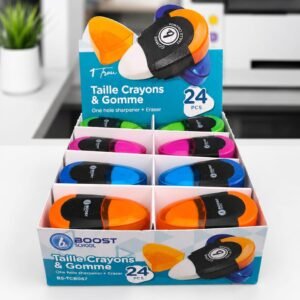 un taille-crayon à un trou et une gomme intégrée Boost School 1PCS